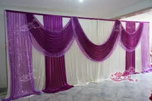 wholesale and retail 3x6m white and burgundy wedding backdrop curtain with swag wedding drapes , wedding stage backdrop
