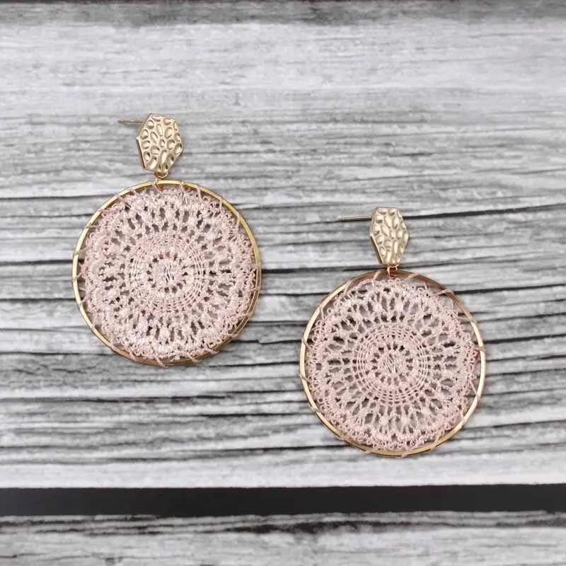 

ZWPON Hammered Hexagon Tatting Round Earrings 2019 New Product Geometric Simple Statement Earrings Wholesale