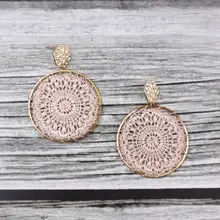 Martelado ZWPON Tatting Hexágono Rodada Brincos 2019 Novo Produto Geométrica Simples Brincos Declaração Atacado