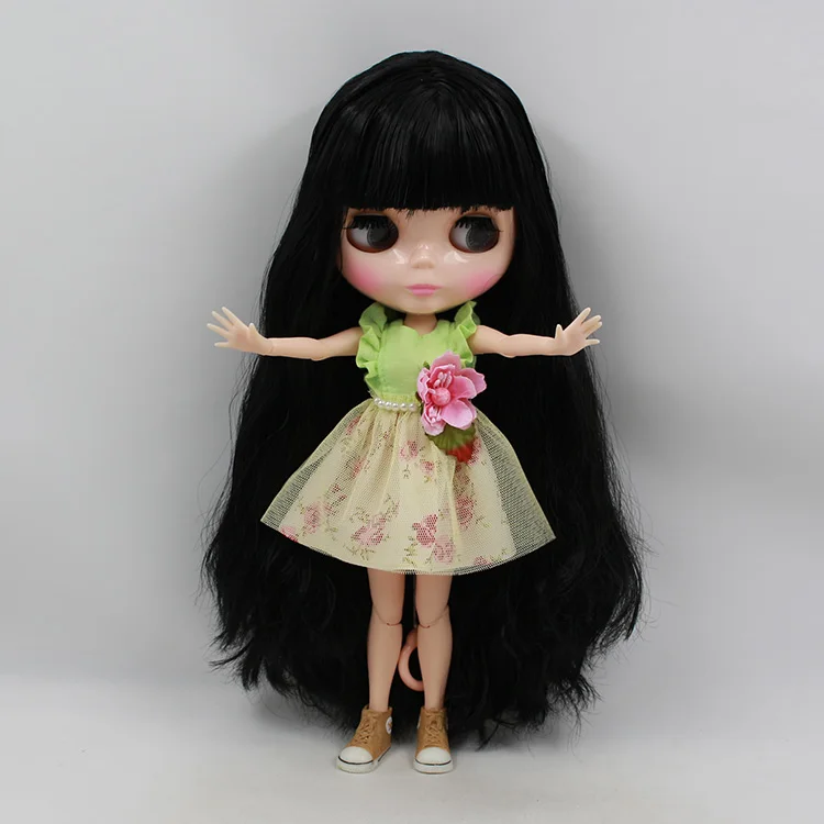 

Free shipping Nude Blyth doll joint body dolls dark brown hair with bangs baby dolls for girls
