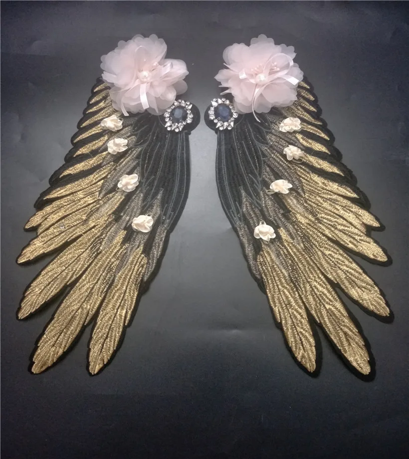 

3d beaded flower wing sequins beaded patches for clothes stickers clothes sew on parches bordados para ropa toppe per vestiti