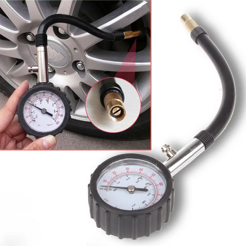 Long Tube Auto Car Bike Motor Tyre Air Pressure Gauge Meter Tire Pressure Gauge 0-100 PSI Meter Vehicle Tester Monitoring System