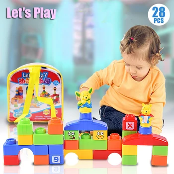 

28pcs Assembled Animal Amusement Park Building Blocks DIY Plastic Bagged Blocks Educational Learning Toys For Baby Kids Gift