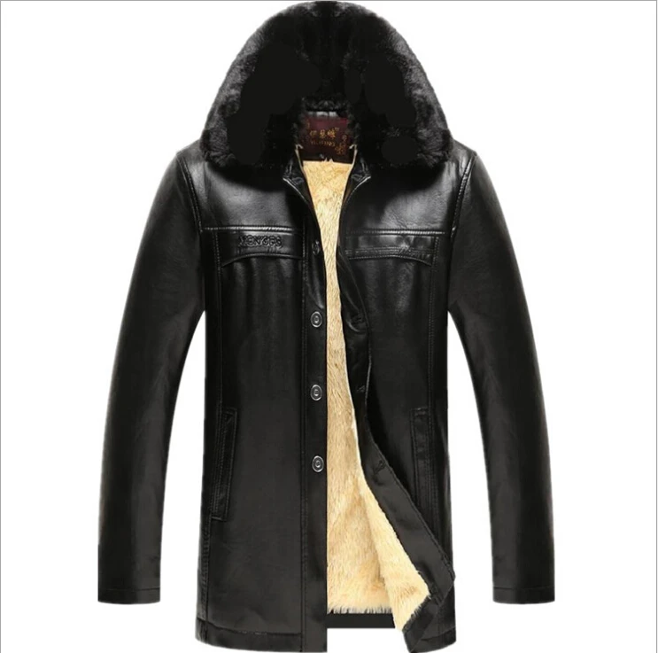 Men Winter Leather jackets Velvet thick warm Outwear Coats New Male ...