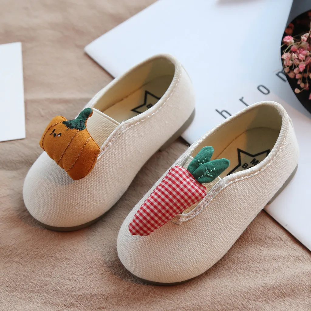Cartoon pumpkin carrots First Walkers Soft Leather Baby Boys Girls Infant Slippers Moccasins 1-6years Baby Shoes