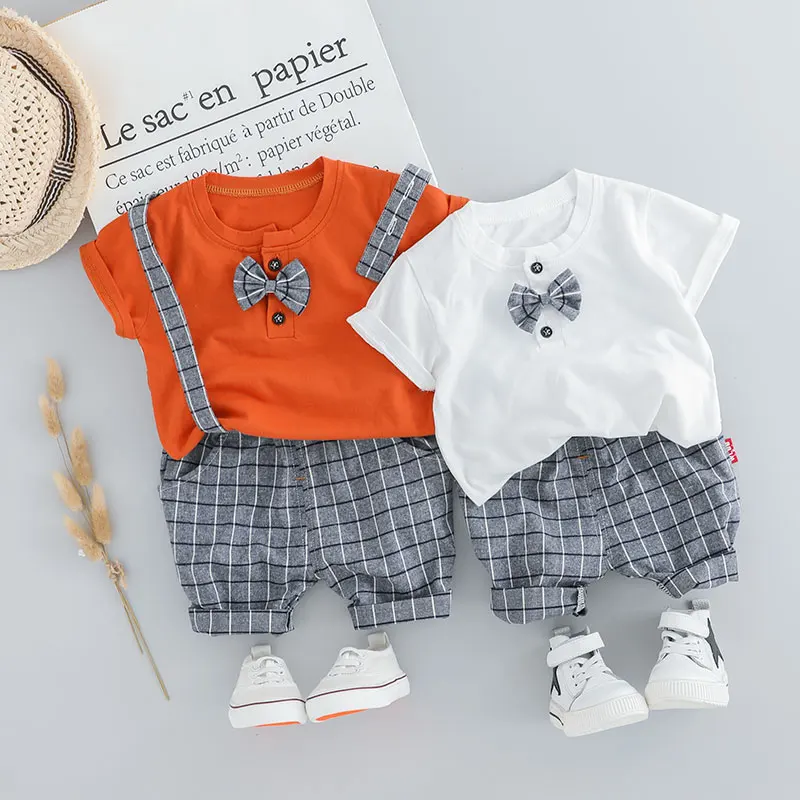 

WENWENDEXINGFU Summer Toddler Infant Clothes Suits Baby Boys Clothing Sets Shirt Strap Shorts Kids Children Casual Costume
