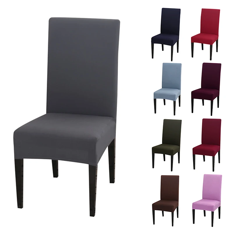 

Solid Color Spandex Chair Covers Stretch Dining Room Seat Cover Elastic Chair Protective Case for Restaurant Wedding Banquet