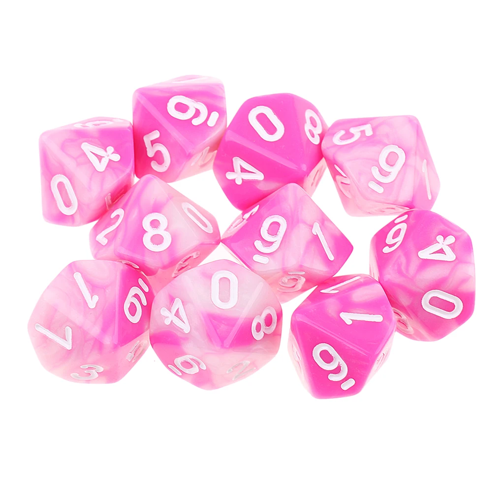 10pcs 10 Sided D10 Polyhedral Dice Double Color for DND RPG MTG Board Game Accessories