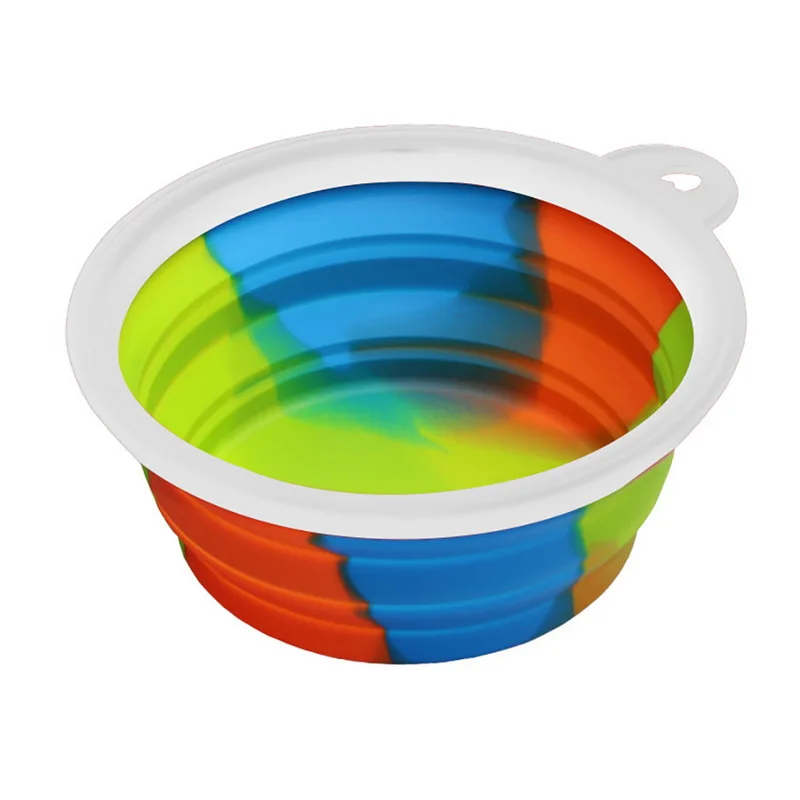 Folding Dog Bowl Outfit Portable Travel Bowl Dog Feeder Water Food Container Silicone Small Mudium Dog Pet Tools - Цвет: I