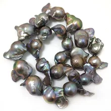 16 дюймов 20-30 мм AA+ темно-серый натуральный большой барочный жемчуг свободная нить