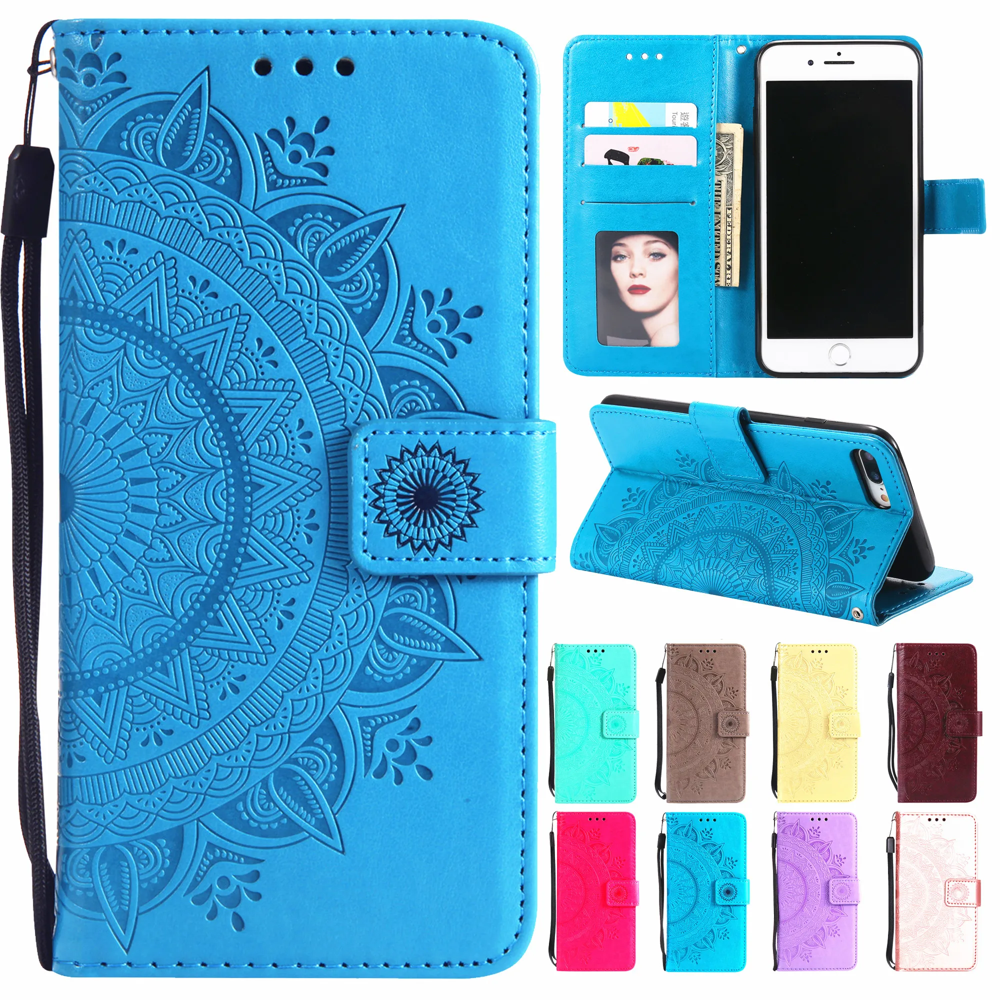 

3D Embossing PU Leather Flip Case For Samsung Galaxy S5 S6 S4 S3 S7 Edge Mini S8 S9 Plus A3 A5 2017 A8 2018 Note 4 3 8 Bag Case