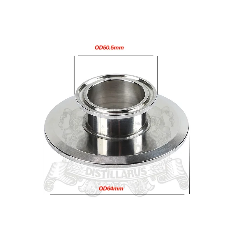 

Short Tri- Clamp Reducer 2"(51mm)OD64 x 1.5" (38mm)OD50.5mm, height 25mm. SS 304 Stainless Steel