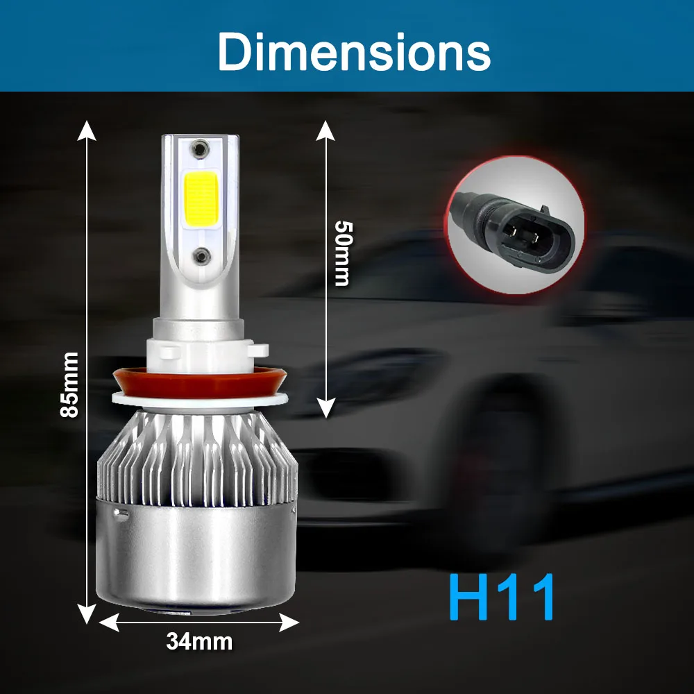 Shipping by DHL PAMPSEE H7 LED H11 H4 Hi/Lo H1 H3 H8 HB1 HB3 9006 HB4 HB5 H10 H13 H16 H27 Car Headlight Bulbs 6000K 8000K COB C6