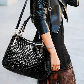 

Luxury Women Messenger Bag Ladies Crocodile pattern Bag Large Tote Bag Female Handbags Designer Black Leather Big Crossbody new