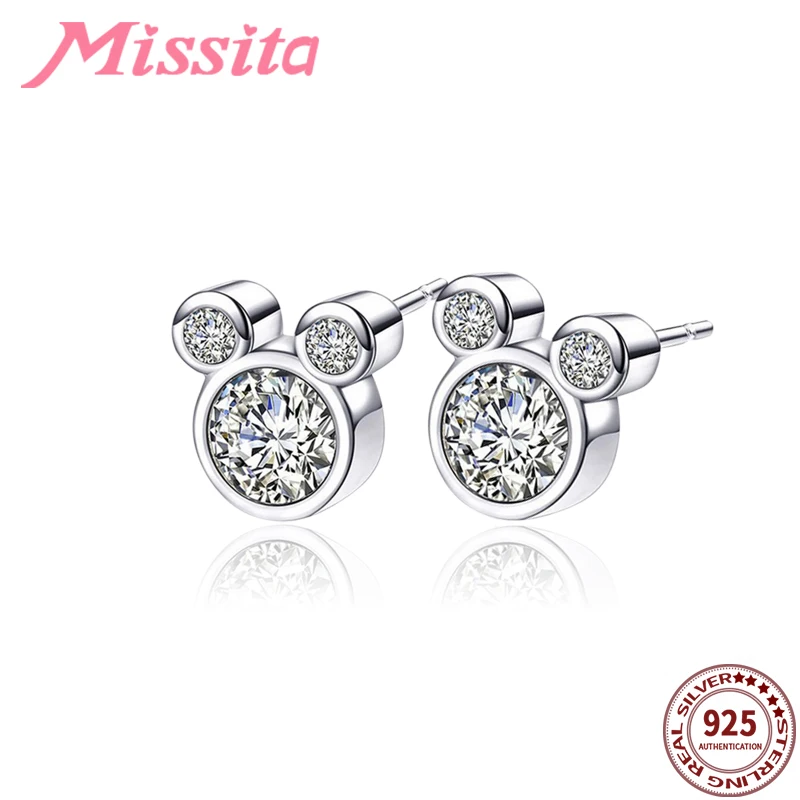 MISSITA 100% новинка 2019 модные милые серьги с Микки Маусом фианитами для женщин