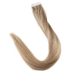 Full Shine Remy Tape in Hair Extensions Piano Color #10 and #613 Highlight Blonde Human Tape in Hair 40Pcs Per Package 100g Full Shine Remy Tape in Hair Extensions Piano Color #10 and #613 Highlight Blonde Human Tape in Hair 40Pcs Per Package 100g