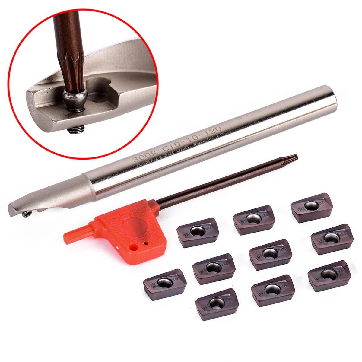 1pc BAP 300R C10-10-100 Tool Holder + 10pcs APMT1135PDER Carbide Inserts with Wrench For CNC Milling Tool