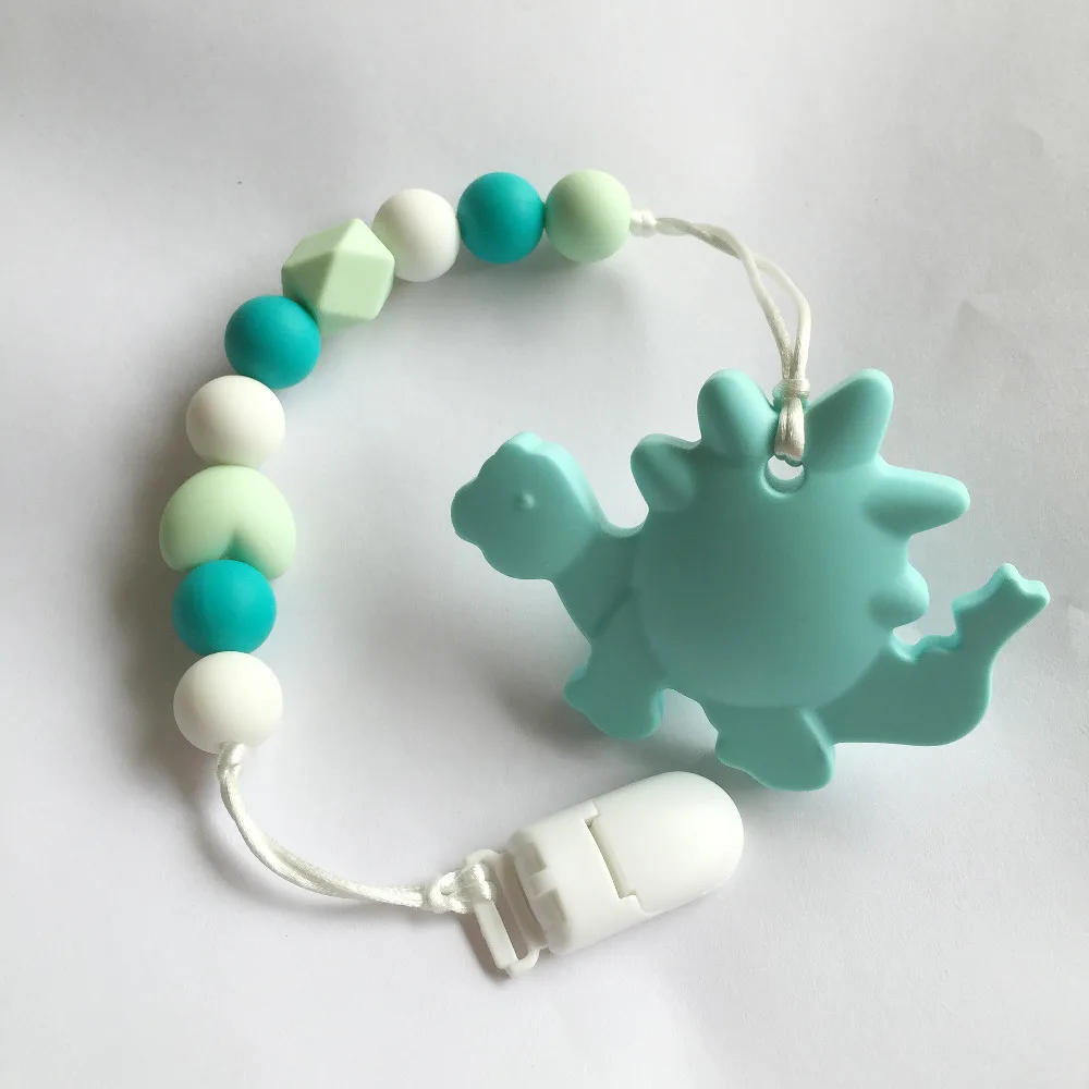 Large Dinosaur teether of Silicone Teething Pacifier Clip silicone