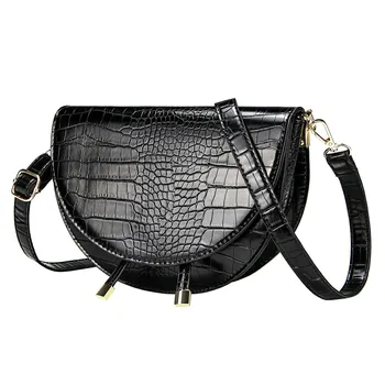 

Crocodile Pattern Crossbody Bags For Women Half Round Messenger Bag Pu Leather Luxury Handbags Lady Bags Designer Shoulder Bag