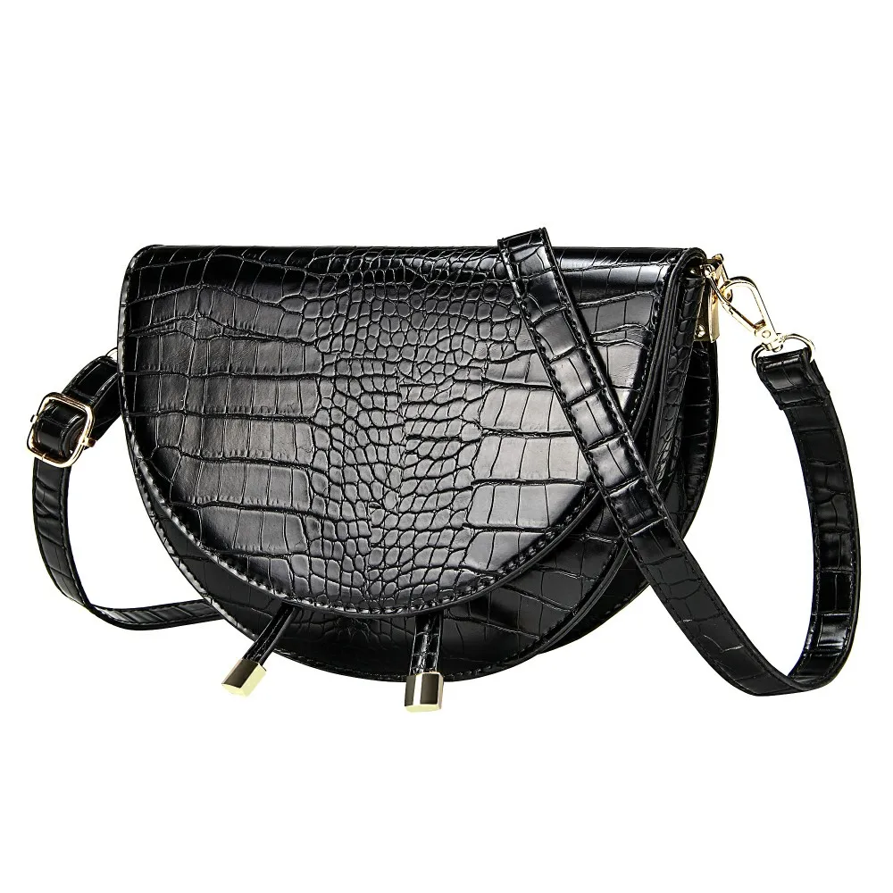  Crocodile Pattern Crossbody Bags for Women Half Round Messenger Bag Pu Leather Luxury Handbags Wome - 33038880448