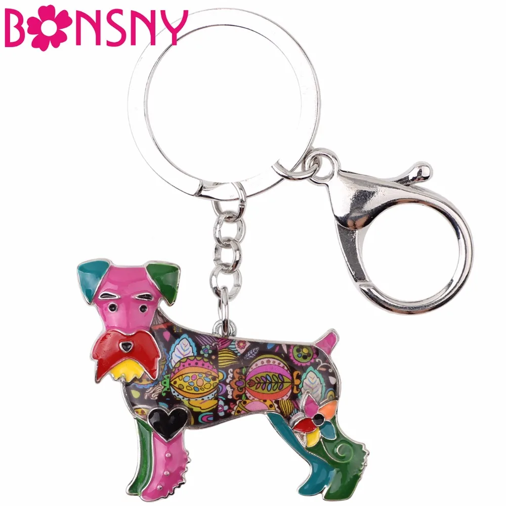 Bonsny Enamel Schnauzer Dog Terrier Key Chain Key Ring Jewelry For Women Bag Charm Car Key Holder Pendant 2017 News Keychain цена Bonsny Enamel Schnauzer Dog Terrier Key Chain Key Ring Jewelry For Women Bag Charm Car Key Holder Pendant 2017 News Keychain цены онлайн