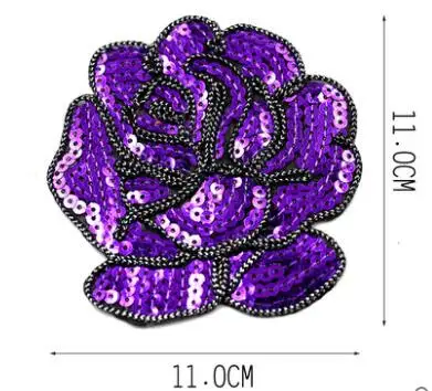 AHYONNIEX 5 шт./лот расшитые блестками бусины бренд роза ткань патчи гладить на аппликация на сумку наклейки на одежду - Цвет: Purple Color 5pcs