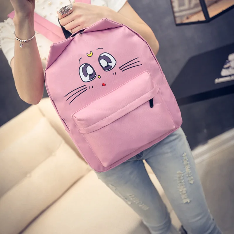 

Women Canvas Backpacks Cat Eyes Animal Printing School Bags For Teenagers Girl Rucksack Laptop Bagpack MSJ99