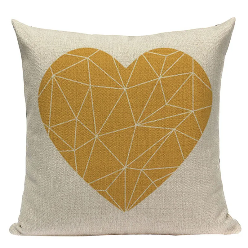 Желтая Геометрическая наволочка для подушки, круглая треугольная наволочка с рисунком оленя и сердца, подушка для автомобиля, офиса, кровати, комнаты, подушки, подарок - Цвет: 23