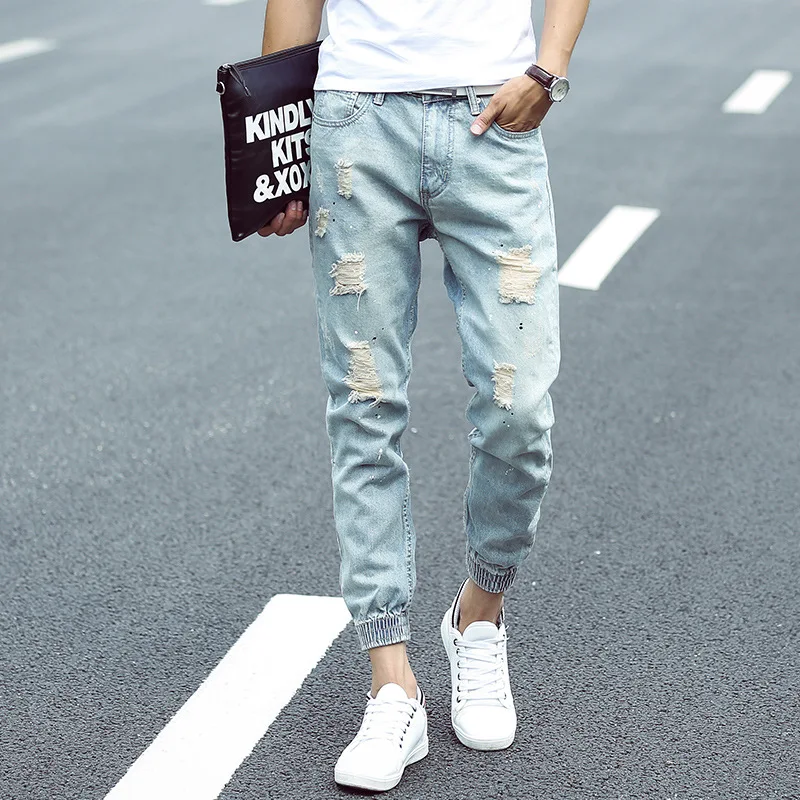Mens Ripped Biker Jeans Cotton Black Slim Fit Motorcycle Jeans Men Balmai Jeans Men Vintage Distressed
