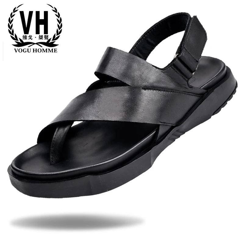

Summer British Trendy Personality Sandals Mens Opentoed Roman Shoes Leisure Air-permeable Skid-proof Leather Thick-soled Sandals