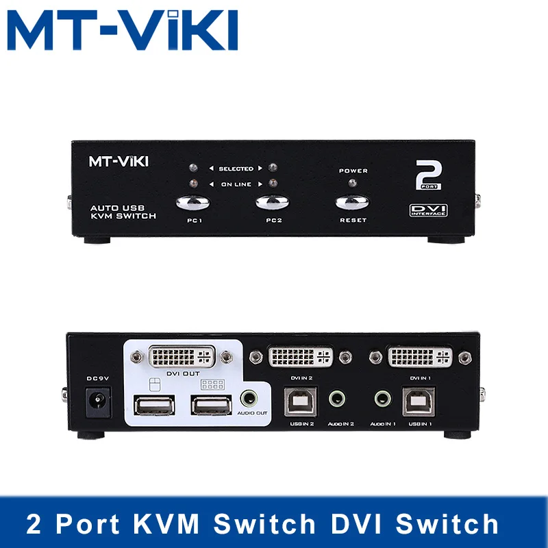 Mt-Viki 2 Port DVI Switch KVM Switch with Audio Auto Hotkey Switcher USB Mouse and Keyboard PC Host Selector MT-2102DL Mt-Viki 2 Port DVI Switch KVM Switch with Audio Auto Hotkey Switcher USB Mouse and Keyboard PC Host Selector MT-2102DL