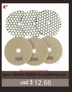 6pcs 100mm#100 B dry polishing pads Very competitive sander disc diameter 4inch Resin bond diamond flexible polishing pads