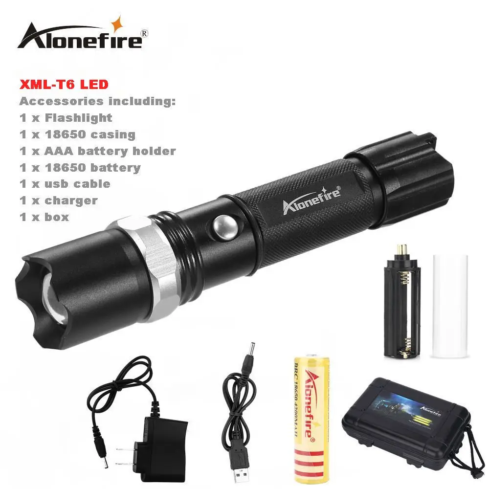 

AloneFire TK107 CREE XML-T6 tactical cree led Torch Zoom LED Flashlight Torch light For AAA or 18650 rechargeable T6 flashlight