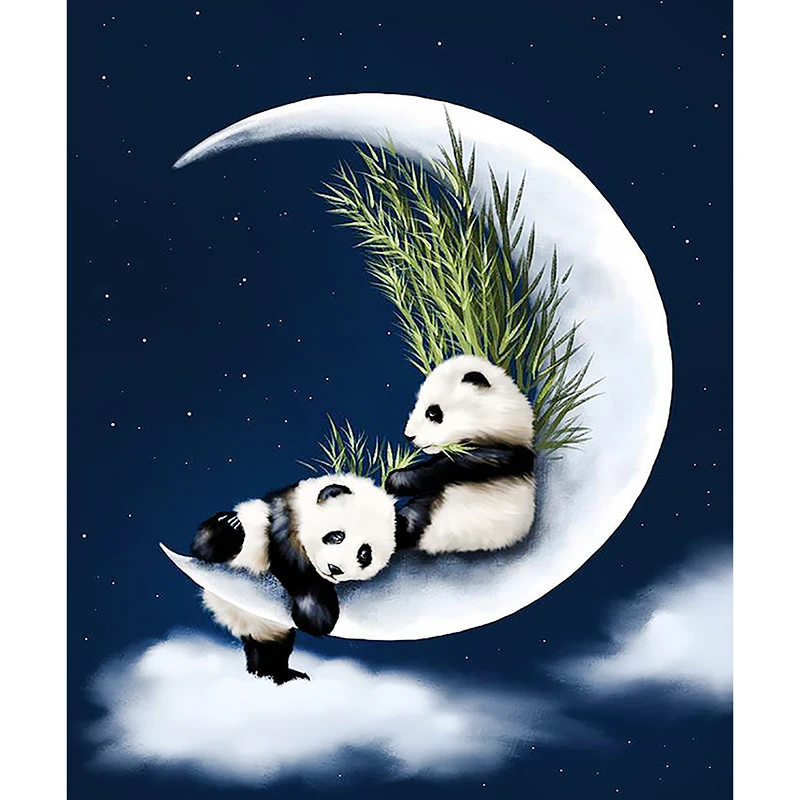 

New Full Square Diamond Animals 5D DIY Diamond Painting Panda on the Moon Embroidery Cross Stitch Rhinestone Pictures Home Decor