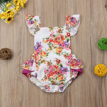 

Summer Fashion Toddler Baby Kids Girls Clothes Sleeveless Ruffles Floral Romper Bodysuit Sister Casual Outfits