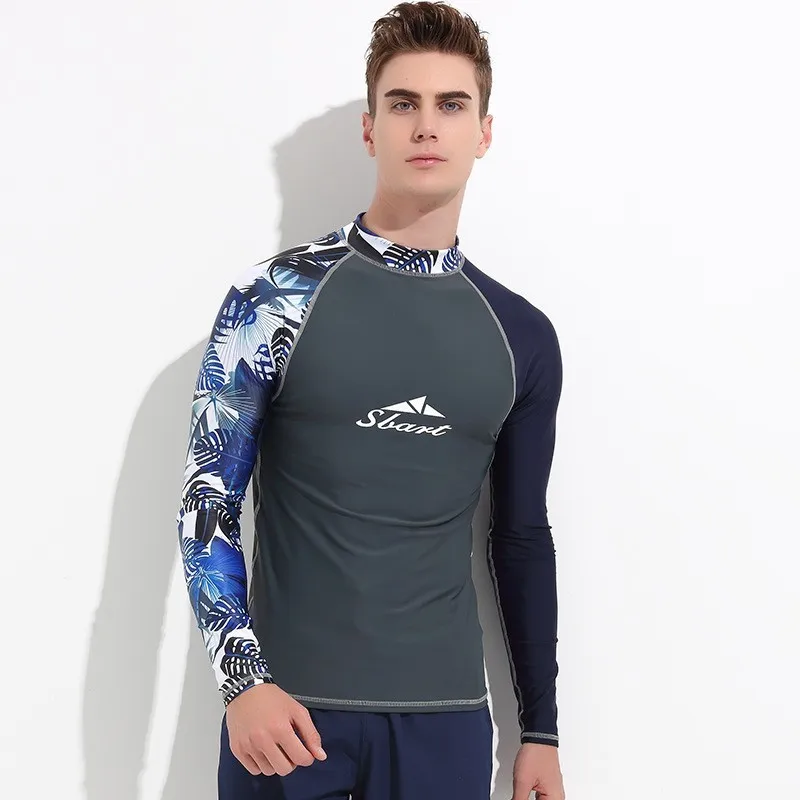 Для мужчин Rashguard купальник с длинным рукавом рубашка для плавания УФ Защита Рашгард для мужчин s купальник ming костюм Виндсерфинг футболка для дайвинга одежда для серфинга - Цвет: T29 Dark Gray