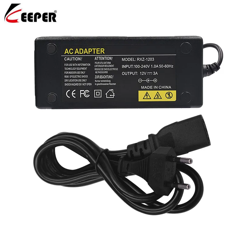 Keeper EU Plug 12V3A AC 100 V 240 адаптер питания DC источник для CCTV AHD камеры ip DVR NVR 5 мм x 2 1