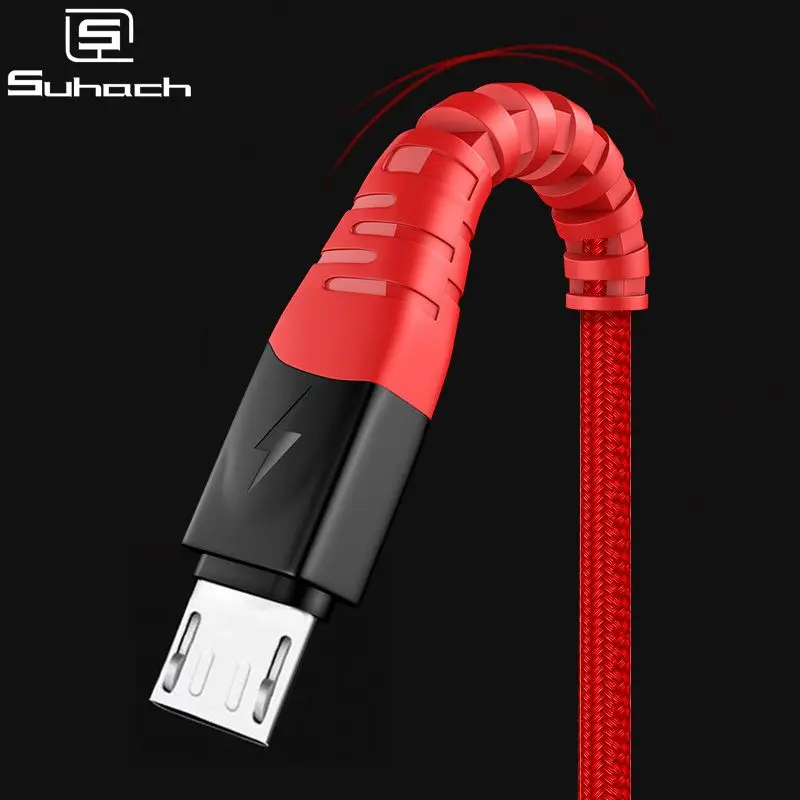 Suhach 2.4A микро USB кабель нейлон Быстрая зарядка USB кабель для передачи данных для samsung Xiaomi LG планшет Android мобильный телефон usb зарядный шнур