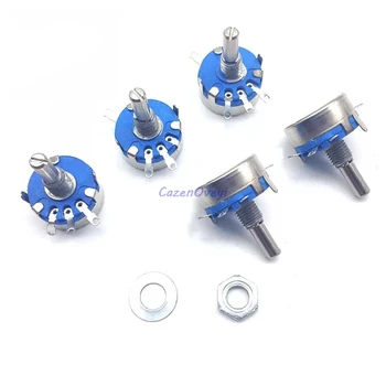 

2pcs/lot WH5-1A 220k ohm 3-Terminals Round Shaft Rotary Taper Carbon Potentiometer