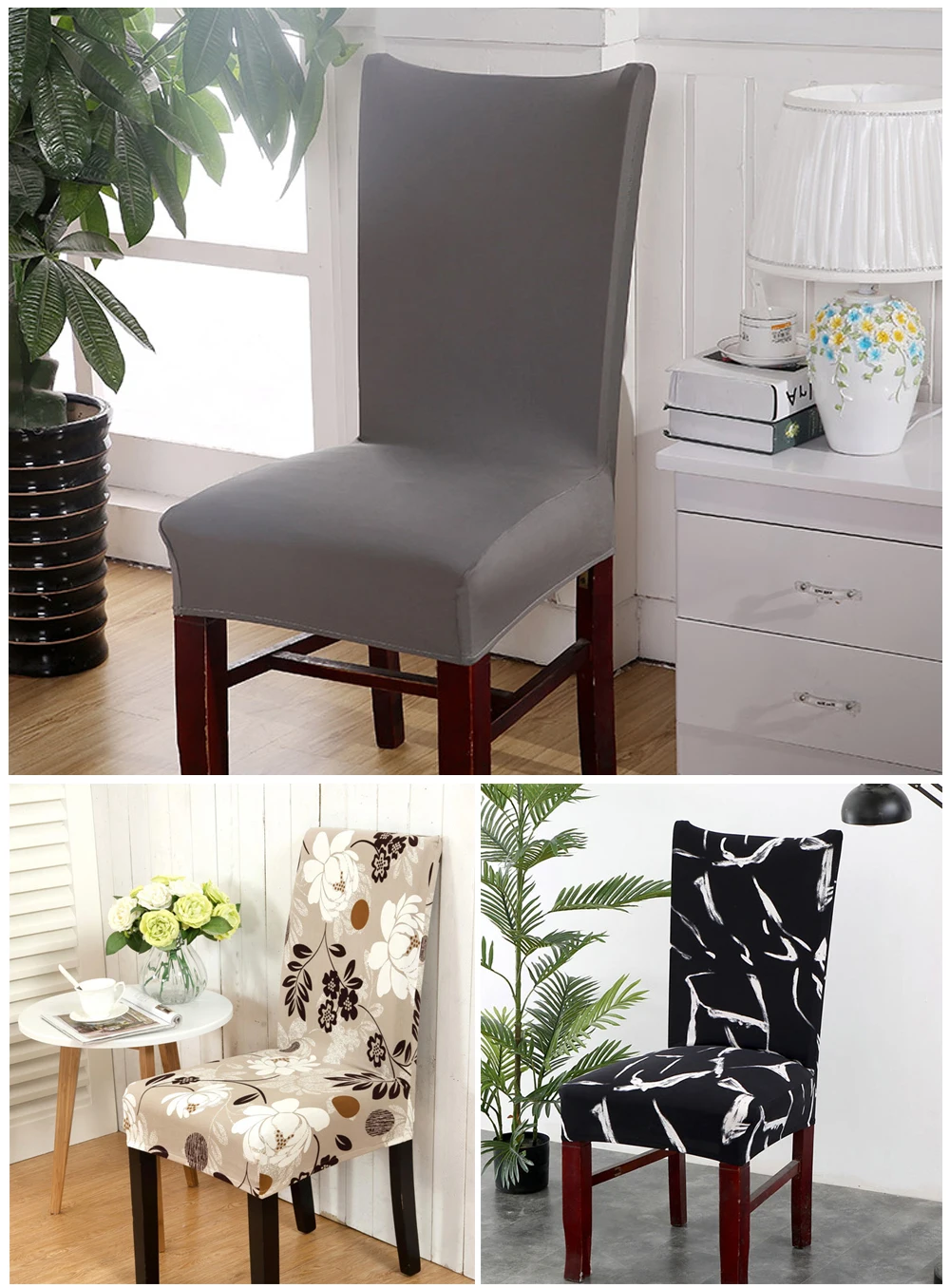 Geometry Kitchen Chair Covers Stretch Seat Cover Slipcovers Chair Stretch Furniture Covers Stool Spandex Towel Chair Cover 1PC (6)