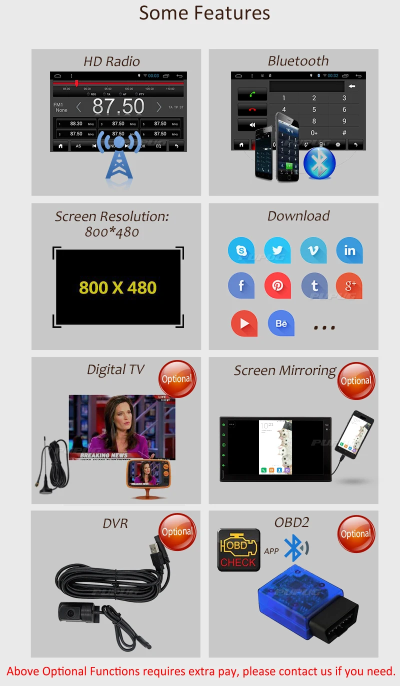 Discount Android 3G WIFI 6.2" Double 2DIN Car Radio Stereo DVD Player GPS Navi Bluetooth 7