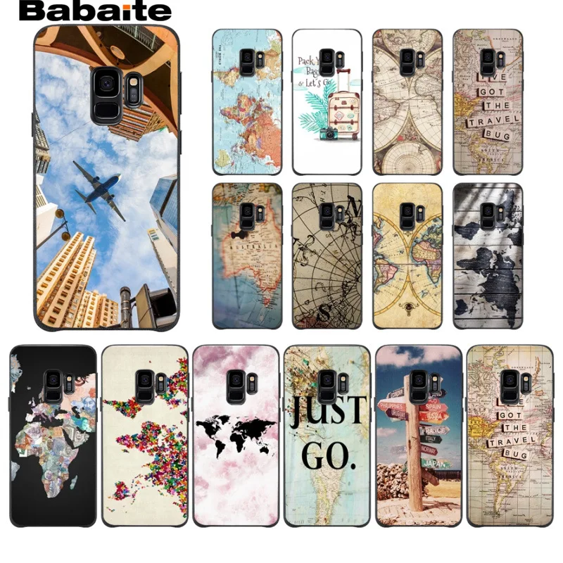 

Travel in the world map plans Phone Case cover Shell For Samsung Galaxy s9 s8 plus note 8 note9 s7 s6edge Mobile Cases Babaite