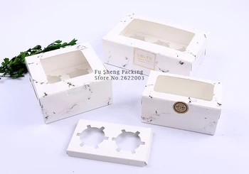 

Marble style Candy Box Moon Cake Packing Box with PVC Window Party Gift Packing Boxes 100pcs/lot Free shipping