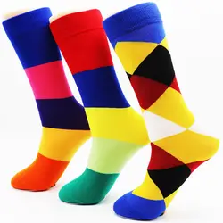 Новинка, женские длинные хлопковые цветные носки высокого качества с геометрическим узором, повседневные носки, дешевые, оптовая продажа
