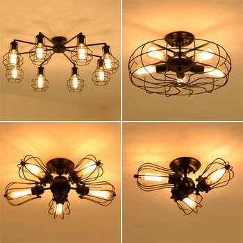 

Edison Vintage Iron Black Ceiling Lamps Honest Industrial Wind Attic Ceiling Lights Old - Fashioned Retro Lamps Luminaire Avize