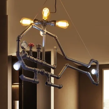 

DOXA Helicopter Vintage Hanging Lights Loft Industrial Retro Water Pipe Pendant Lamp LED Iron Restaurant Bar Living Hanglamp