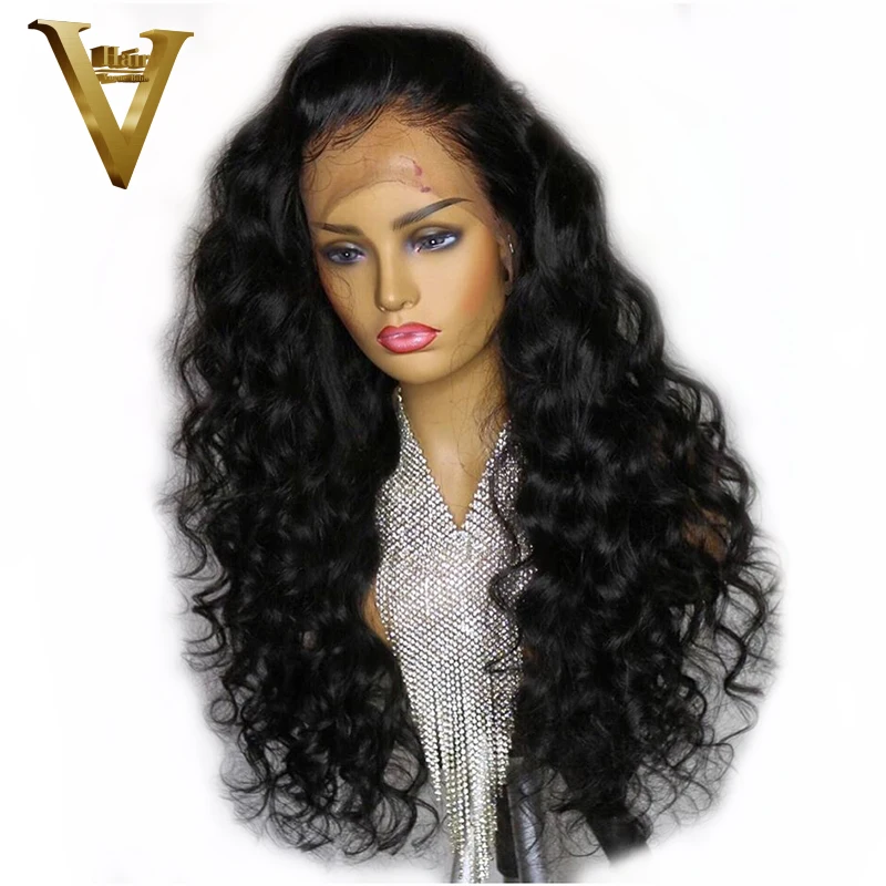

Ali V Long Wavy Brazilian 13*6 Deep Parting Lace Front Human Hair Wigs With Baby Hair Natural Black Color Pre Plucked Remy Hair