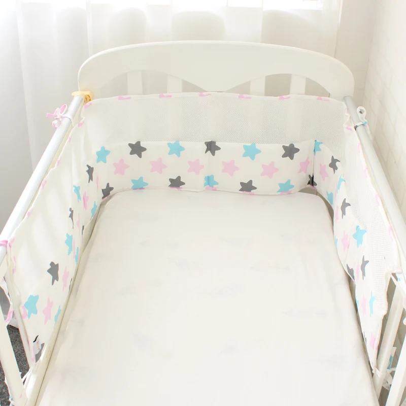 Воздухопроницаемые сетчатые бамперы для летних детских постельных принадлежностей, защита для кроватки для новорожденных, 7 цветов, длина 200 см - Цвет: Colorful Star