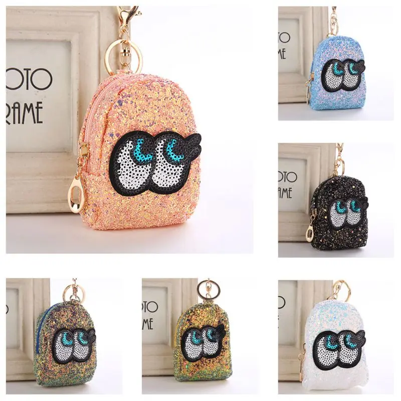 

Key Chain Mini Backpack Cute Bag Car Decoration Key Ring Sequins Pendant Glitter