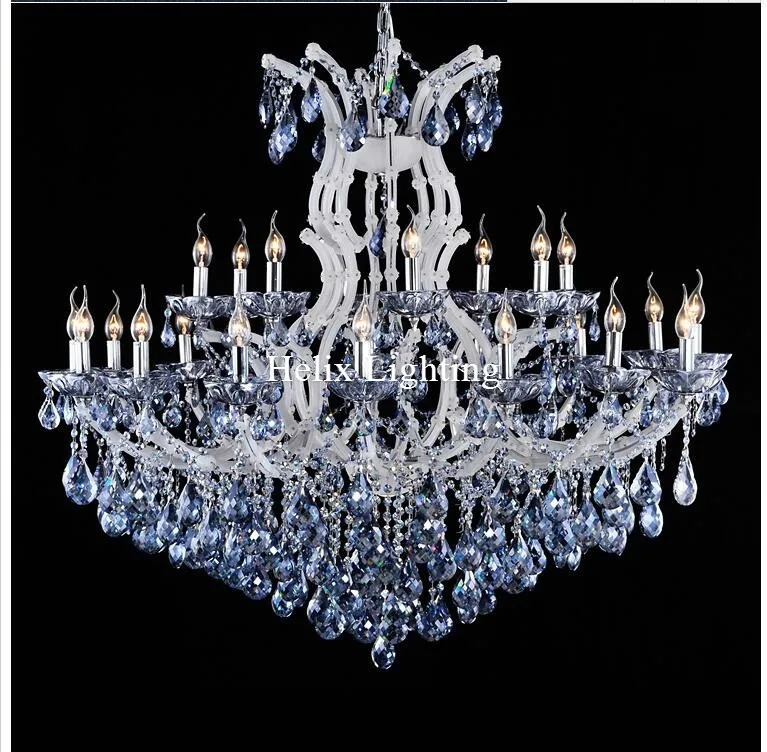 Luxurious Blue White Chandeliers European Crystal Vintage Crystal
